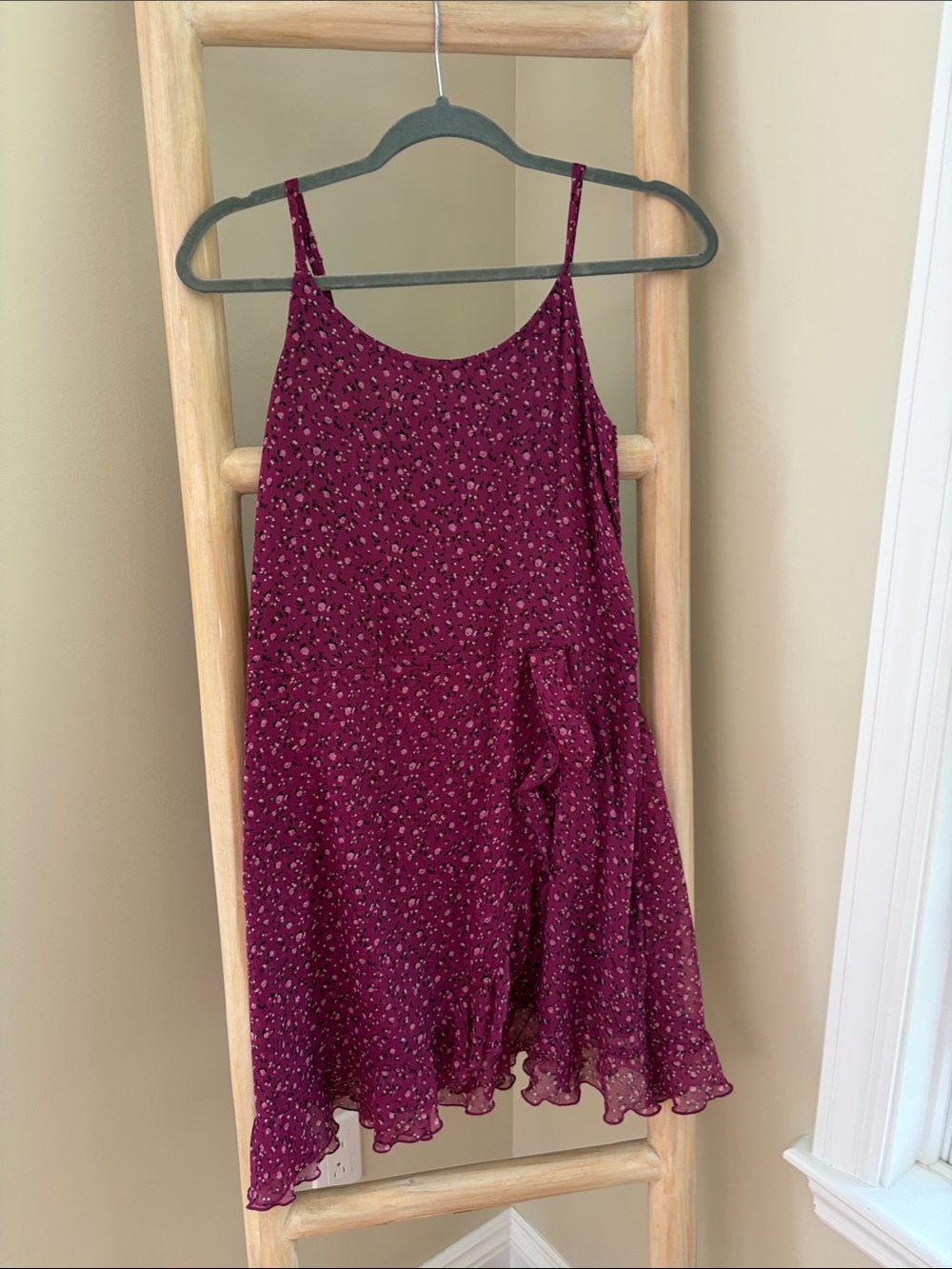 abercrombie kids Plum Floral Spaghetti-Strap Mini Dress